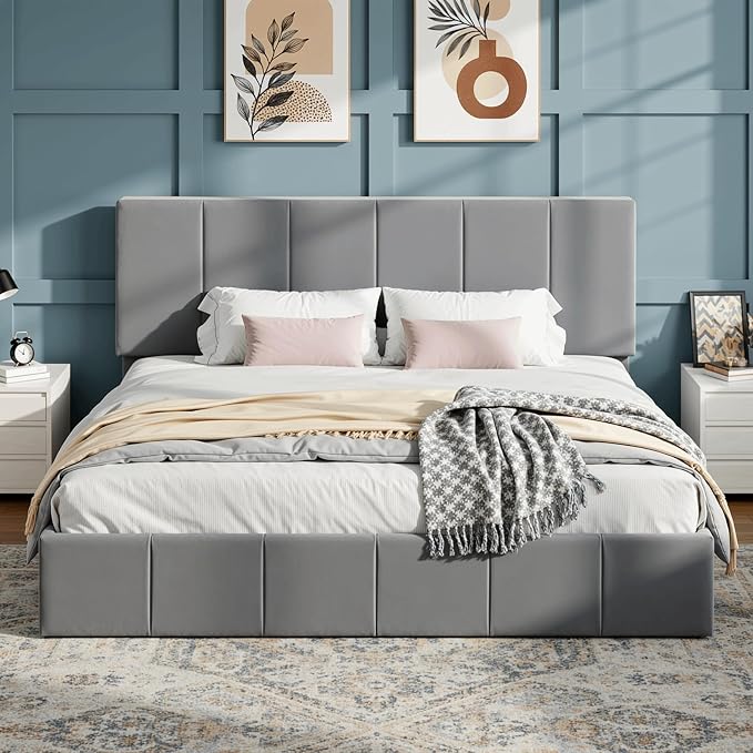 Modern Channel Velvet Bed