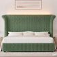 Royal Luxe Faux Fur Wingback Bed with RGB LED Lighting