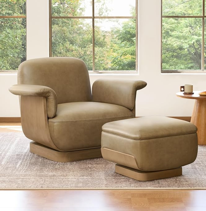 Montclair™ Leather Swivel Chair & Ottoman Set