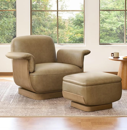 Montclair™ Leather Swivel Chair & Ottoman Set