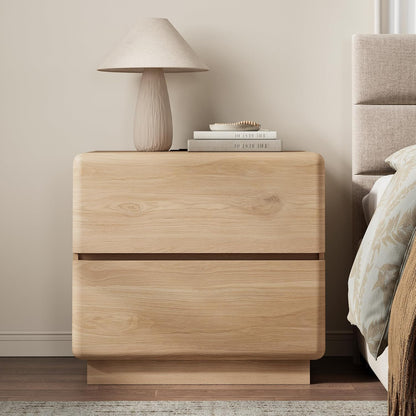 Mid-Century Oak Nightstand with Charging Station