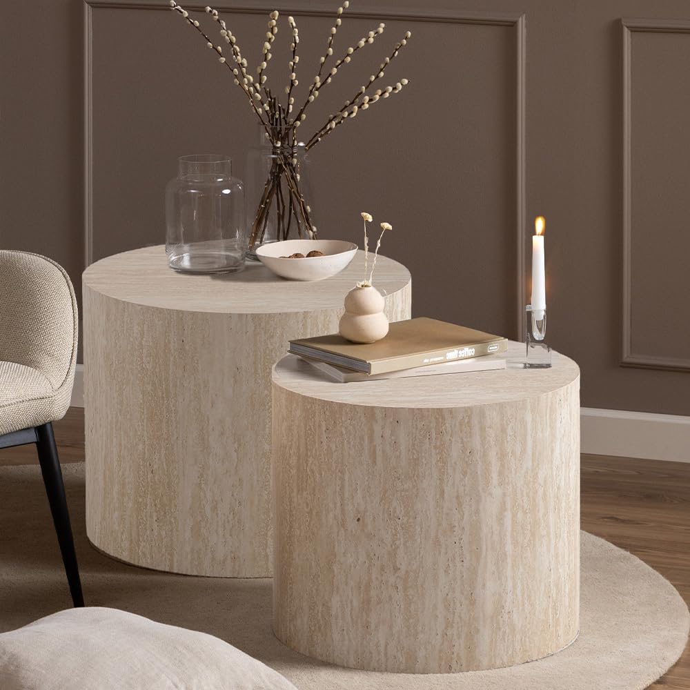 Round Nesting Coffee Table Set