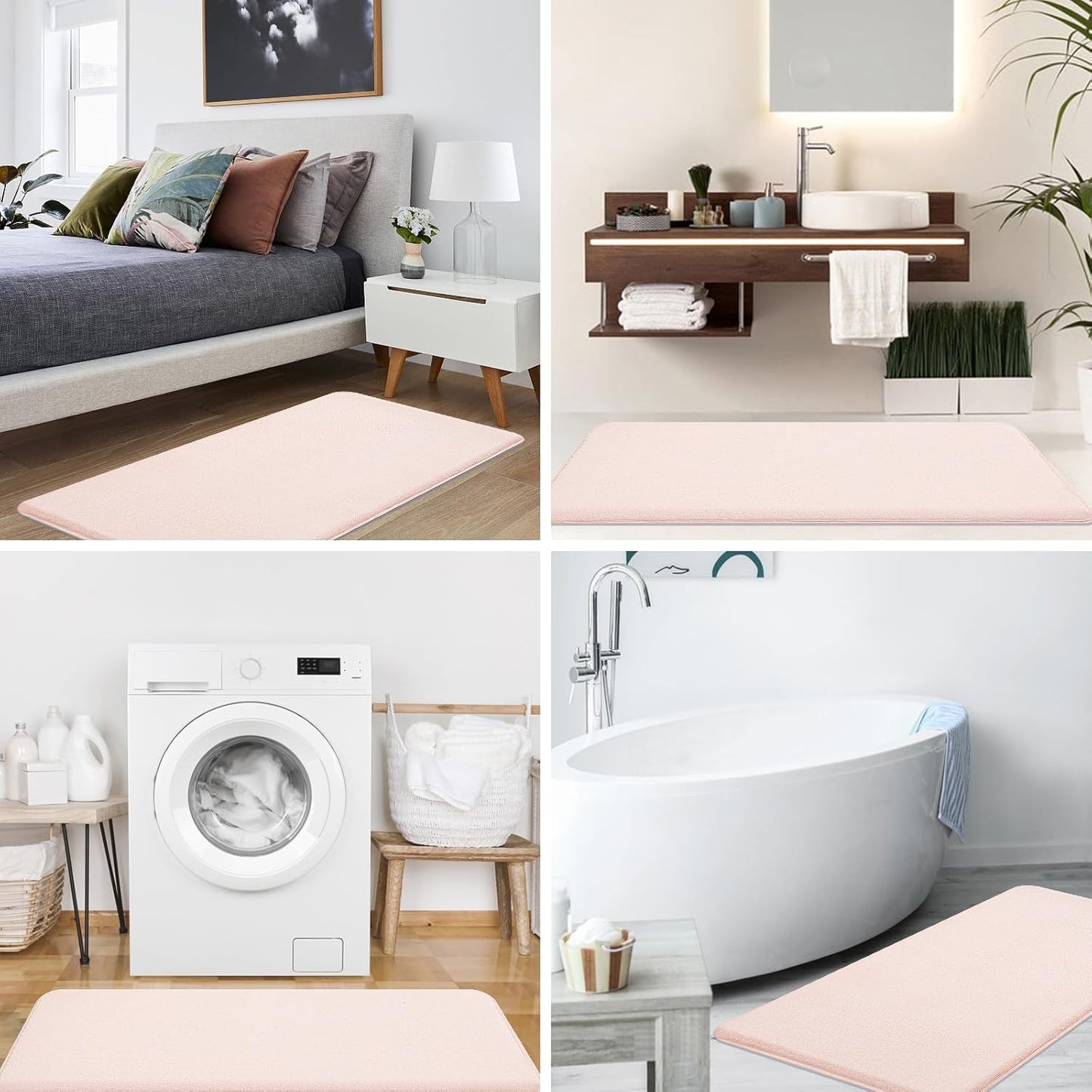 Premium Thick Microfiber Non-Slip Bath Mat, 4 Piece Set