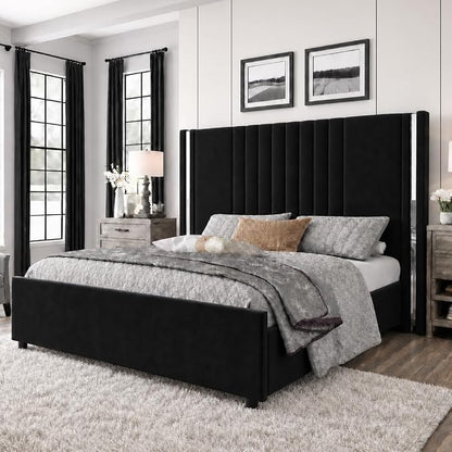 Modern Channel Tufted Velvet Bed