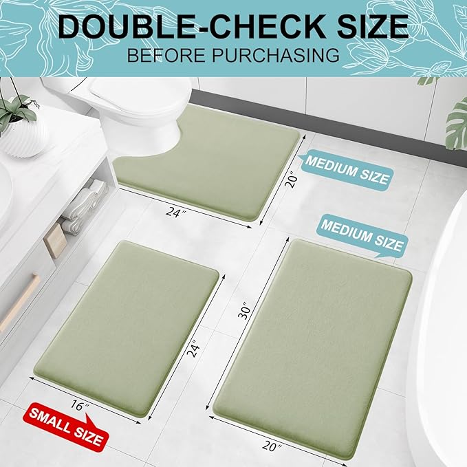 Premium Thick Microfiber Non-Slip Bath Mat, 4 Piece Set