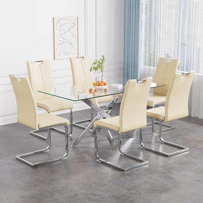 Celeste Rectangular Glass Dining Set