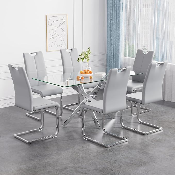 Celeste Rectangular Glass Dining Set