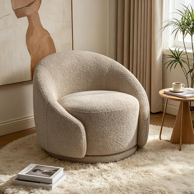 Sherpa Swivel Barrel Accent Chair
