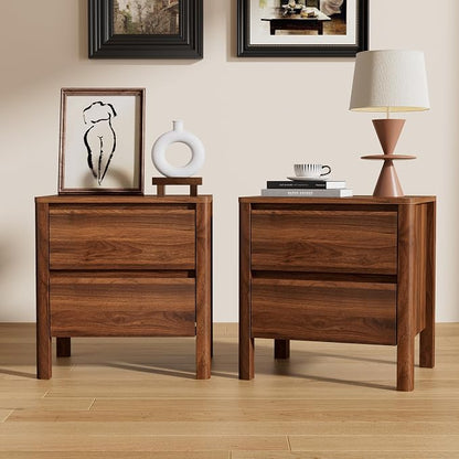 Mid-Century Walnut Nightstand Set