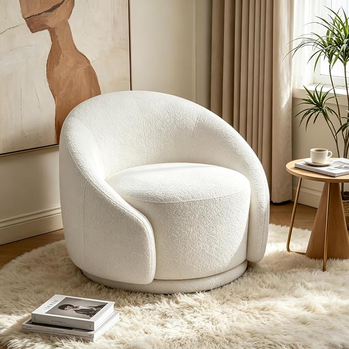 Sherpa Swivel Barrel Accent Chair