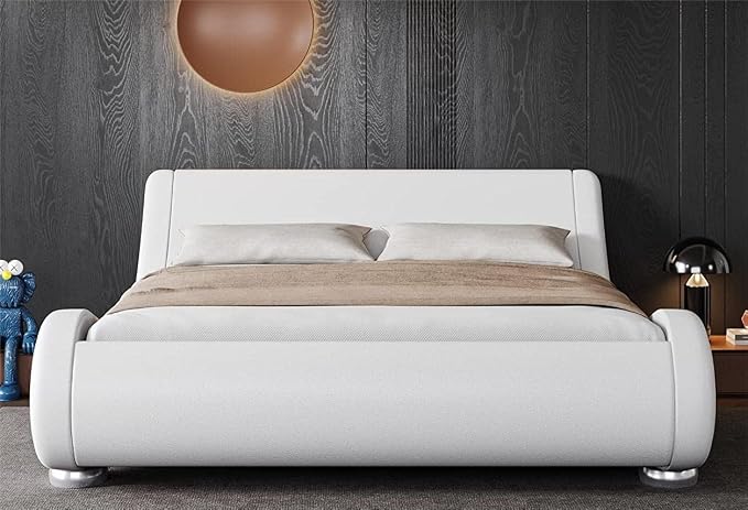 Modern Sleigh Upholstered Platform Bed