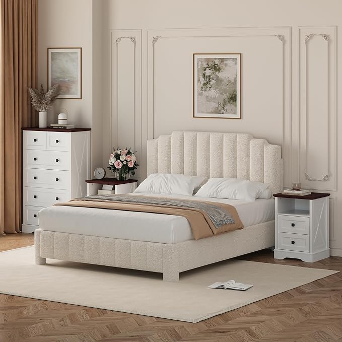 Cloud Bouclé Upholstered Platform Bed