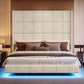 Grand Luxe Floating Wingback Bed with 72" Headboard & LED Lighting