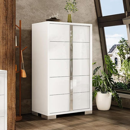 Modern High Gloss Dresser with Chrome Mirror Handles