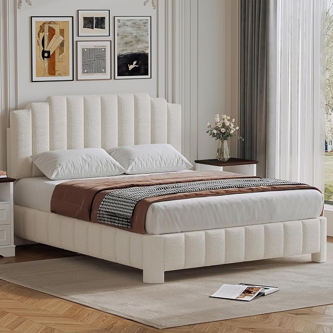 Cloud Bouclé Upholstered Platform Bed