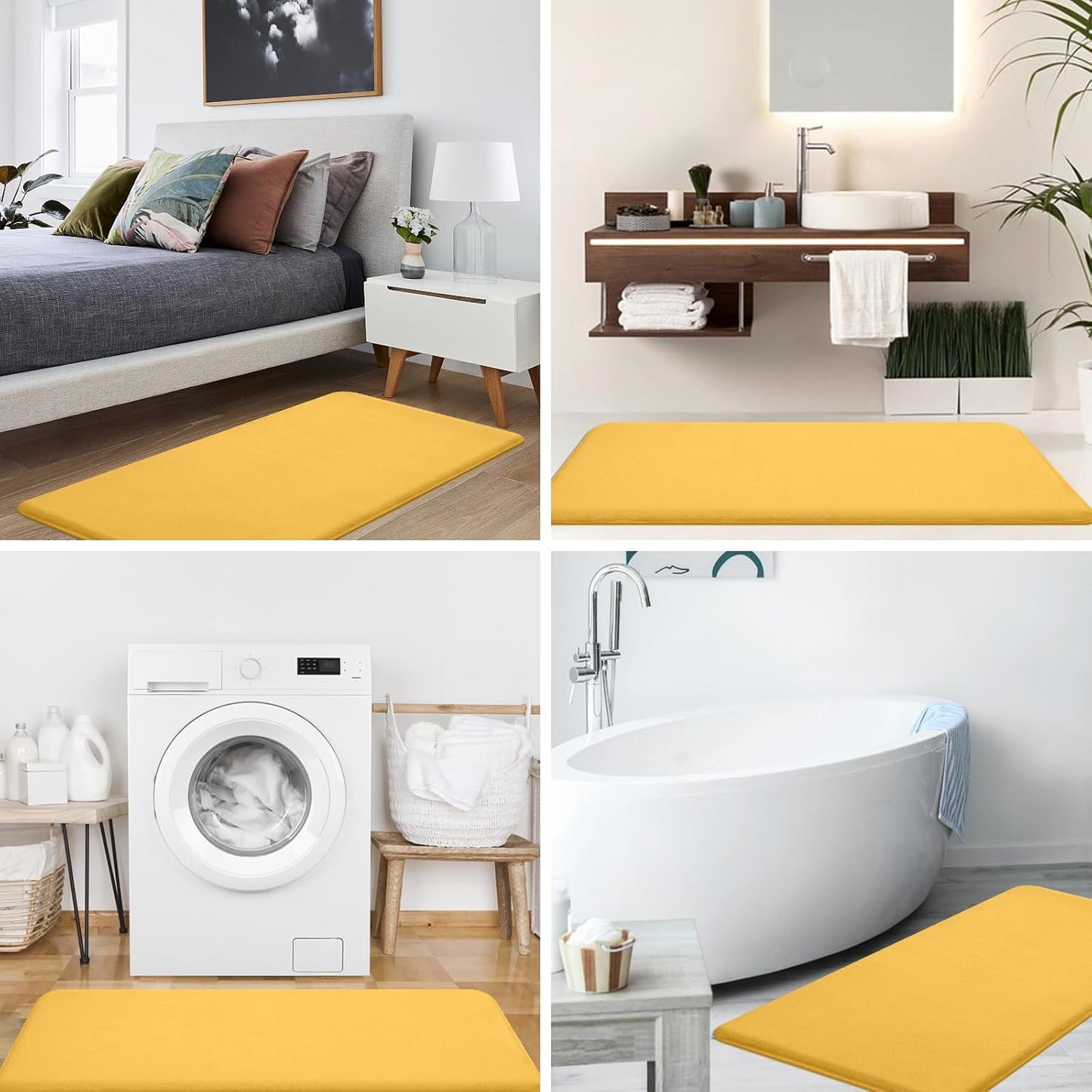 Premium Thick Microfiber Non-Slip Bath Mat, 4 Piece Set