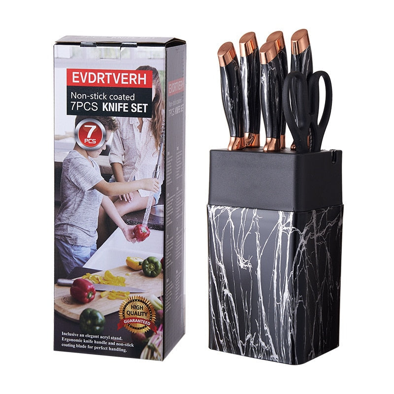 7pcs Kitchen Knife Sets Stainless Steel Chef Knife Bread Knife